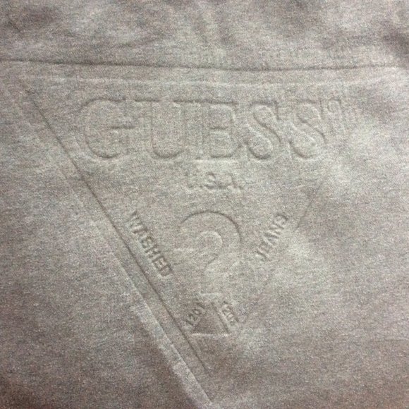 GUESS Long Sleeve Iconic Embossed Triangle Logo Grey Side Zip Sweatshirt Size XL - Picture 4 of 7